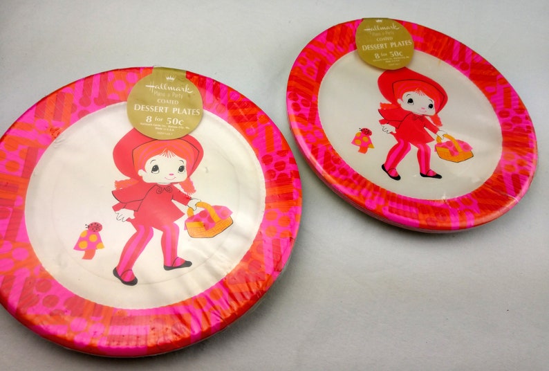 Vintage Retro Mod Party Dessert Plates Hallmark Pack of 8 New Sealed NOS