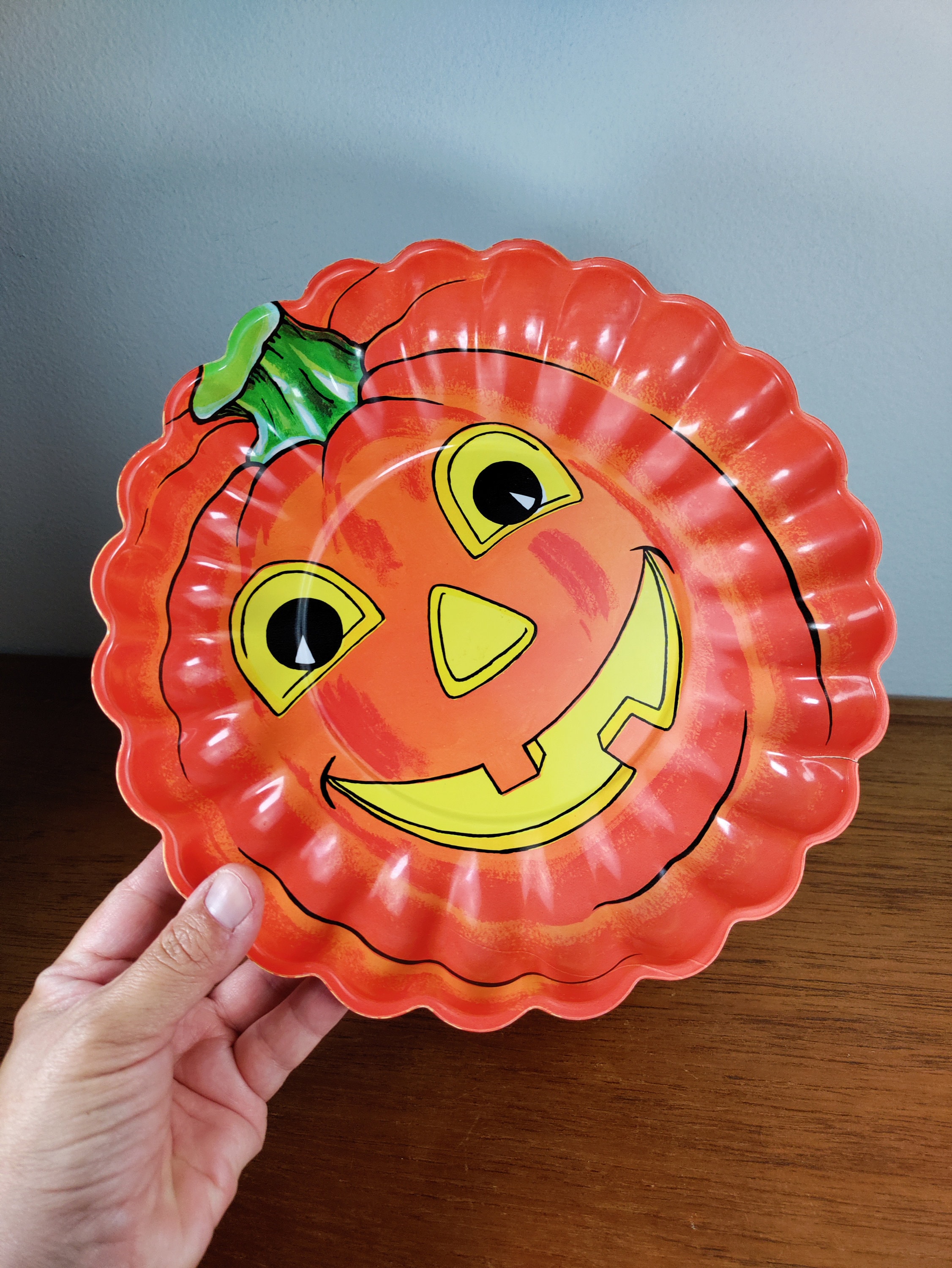 Vintage Halloween Plastic JOL Jack O Lantern Serving Plate Display ...