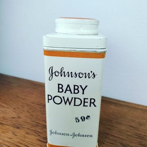 Vintage Tin Metal Johnson & Johnson&#39;s BABY POWDER Shaker Canister 60&#39;s Advertising