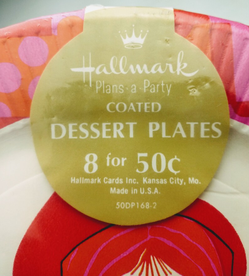 Vintage Retro Mod Party Dessert Plates Hallmark Pack of 8 New Sealed NOS