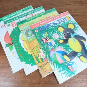 Vintage Cloth Baby&#39;s First Book Nontoxic Wipes Clean Christmas Santa Toys