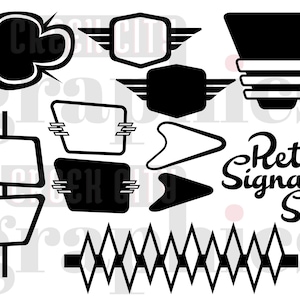 1950s 1960s Digital Design Diner Retro Atomic Sign Signage Set - SVG • PNG • EPS Graphic Cut Files