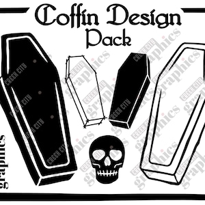 Creepy Coffin Casket Stylized Digital Design Pack - SVG • PNG • EPS Cut Files