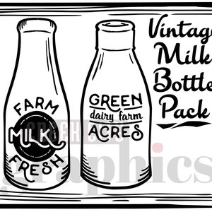 Vintage Milchflasche Pack - SVG • PNG • EPS geschnitten Dateien