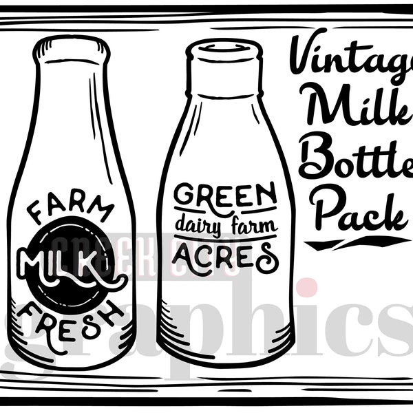 Vintage Milk Bottle Pack - SVG • PNG • EPS Cut Files