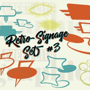 1950s 1960s Vintage Digital Design Retro Mid Century Modern Customizable Signage Set #3 - SVG • PNG • EPS Cut Files