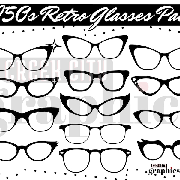 1950s Vintage Retro Glasses Pack - SVG • PNG • EPS Cut Files