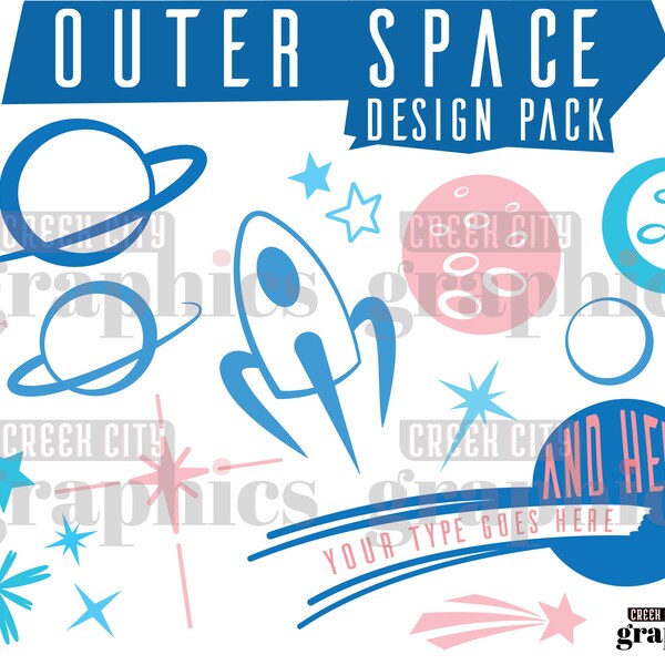 Retro 1950s/60s Outer Space Digital Design Pack - SVG • PNG • EPS Cut Files