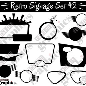 1950s 1960s Vintage Digital Design Retro Signage Set #2 - SVG • PNG • EPS Cut Files