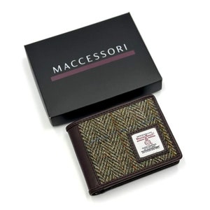 Bargeld Umschlag Brieftasche - Bi-fold Stoff Brieftasche - Grüne bifold harris Tweed Brieftasche