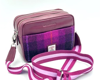 Harris Tweed Camera Bag in Stunning Purple Check Tweed