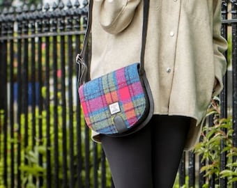 Cross Body Bag / Satchel Bag in Rainbow Tweed (Genuine Harris Tweed). Ladies Satchel, Crossbody Purse.