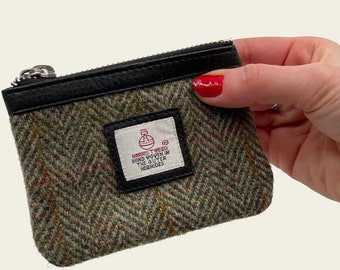 Yellow Tartan Stocking Filler Harris Tweed Coin Purse Change Pouch