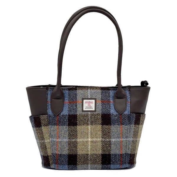 Large Tote Bag in Blue Harris Tweed. Large Handbag makes excellent Scottish Gift