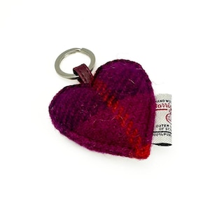 Scottish Harris Tweed Fabric Keychain Heart - Heart Keyring - small but amazing Gift for Friends