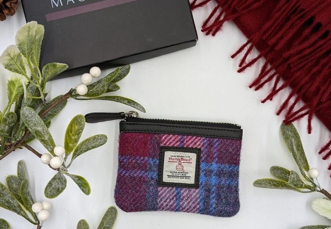 Harris Tweed Fabric Coin Purse. Pink Harris Tweed Zip Coin Purse Key Fob Card Pouch Etsy Canada