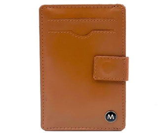 Lujoso tarjetero de cuero italiano - Cartera minimalista hecha a mano