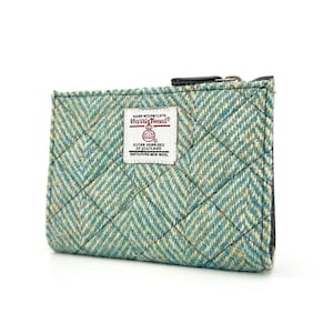 Monedero fino Harris Tweed Quilt color turquesa