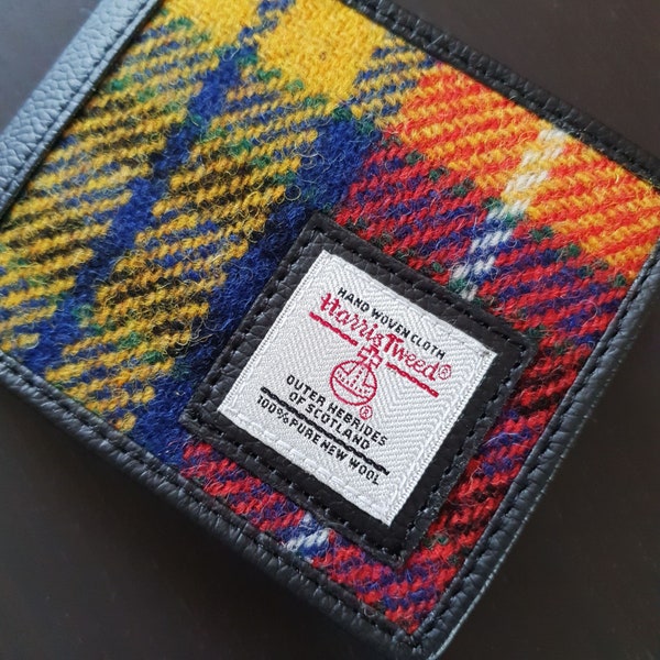 Men's Wallet in Yellow Harris Tweed. Trifold Wallet makes Unique Gift for him