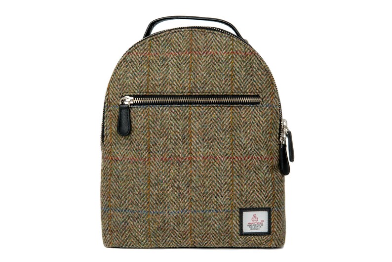 Mini Backpack Purse in Green Harris Tweed / Small Backpack Etsy UK