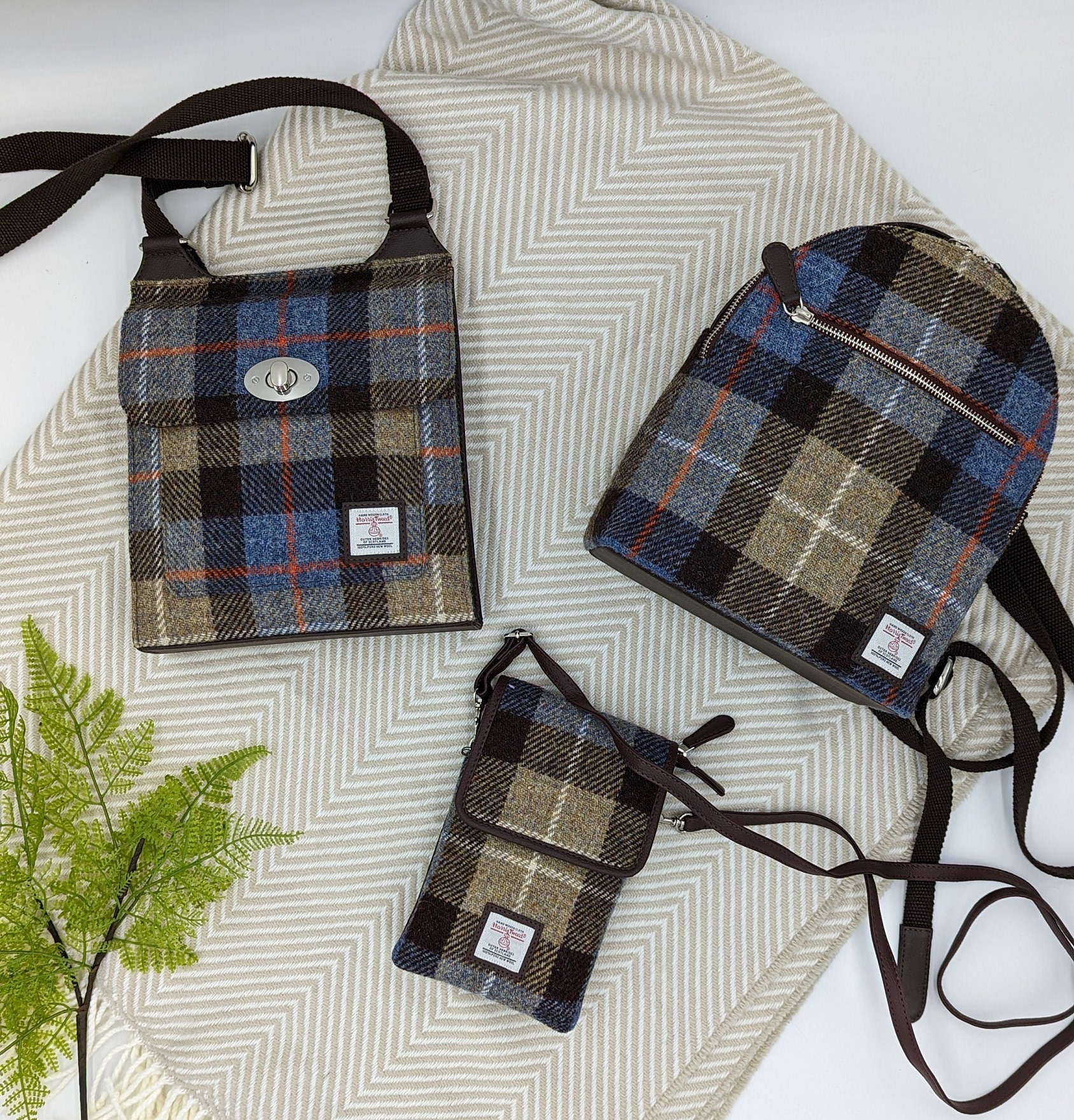 Mini Backpack. Small Backpack Purse. Harris Tweed Bag  display picture 1