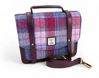 Ladies Messenger Bag in Pastel Pink Harris Tweed - Stylish Work Handbag - Ideal Gift for Women