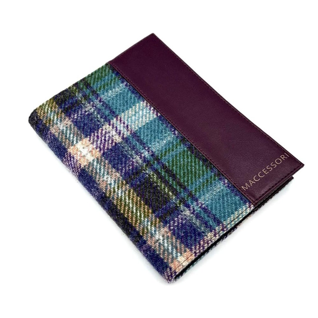 Tufted Notebook Green Purple Harris Tweed Notebook With Vegan Leather Trim - Perfect ...