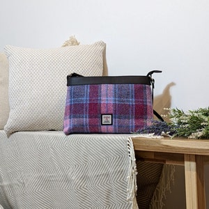 Harris Tweed Große Schultertasche in Pastell Rosa Karo Ideales Geschenk für jede Mama. Einzigartige Handtasche