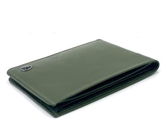 Italian Leather Slim Bifold Wallet - Olive