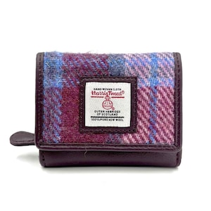 Linda bolsa feminina pequena tripla em Harris Tweed rosa pastel.