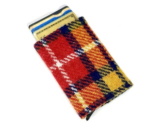 Pop Up card Holder in Our Famous Saffron Tartan , Essential card storage solution for everyone.