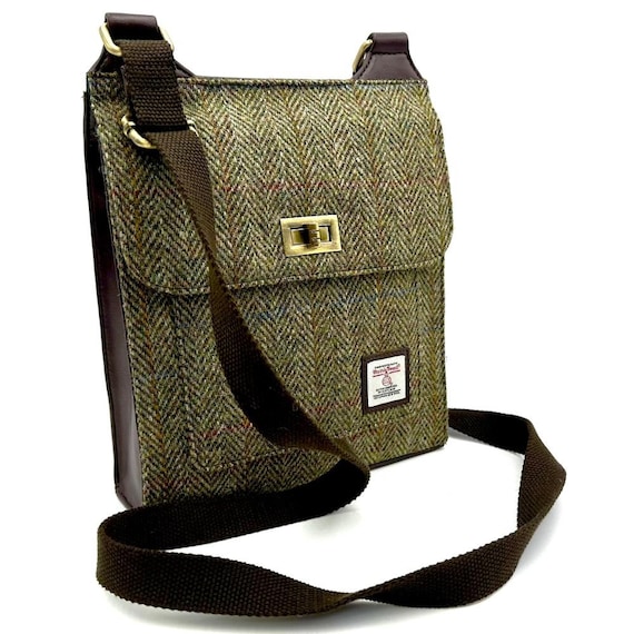 Satchel Bag in Country Green Genuine Harris Tweed Cross Shoulder Bag Cross Body Work Bag Etsy Ireland