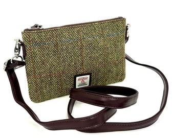 Cross-schoudertas van groene Harris Tweed - Kan als damestas of crossbodytas van maccessori . zijn