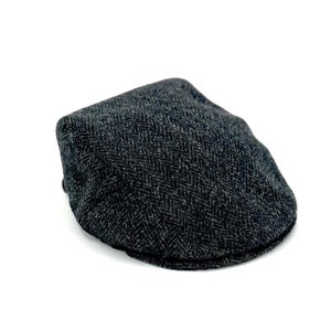 Harris Tweed Charcoal Herringbone Flat Cap (One Size Fits All)