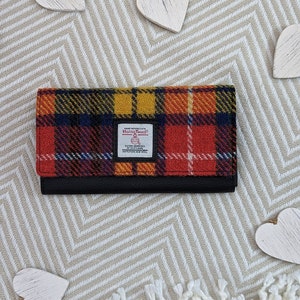 Portemonnaie aus Leder in Gelb Harris Tweed - Damen Geldbörse / Geldbörse für Frauen , einzigartiges Geschenk