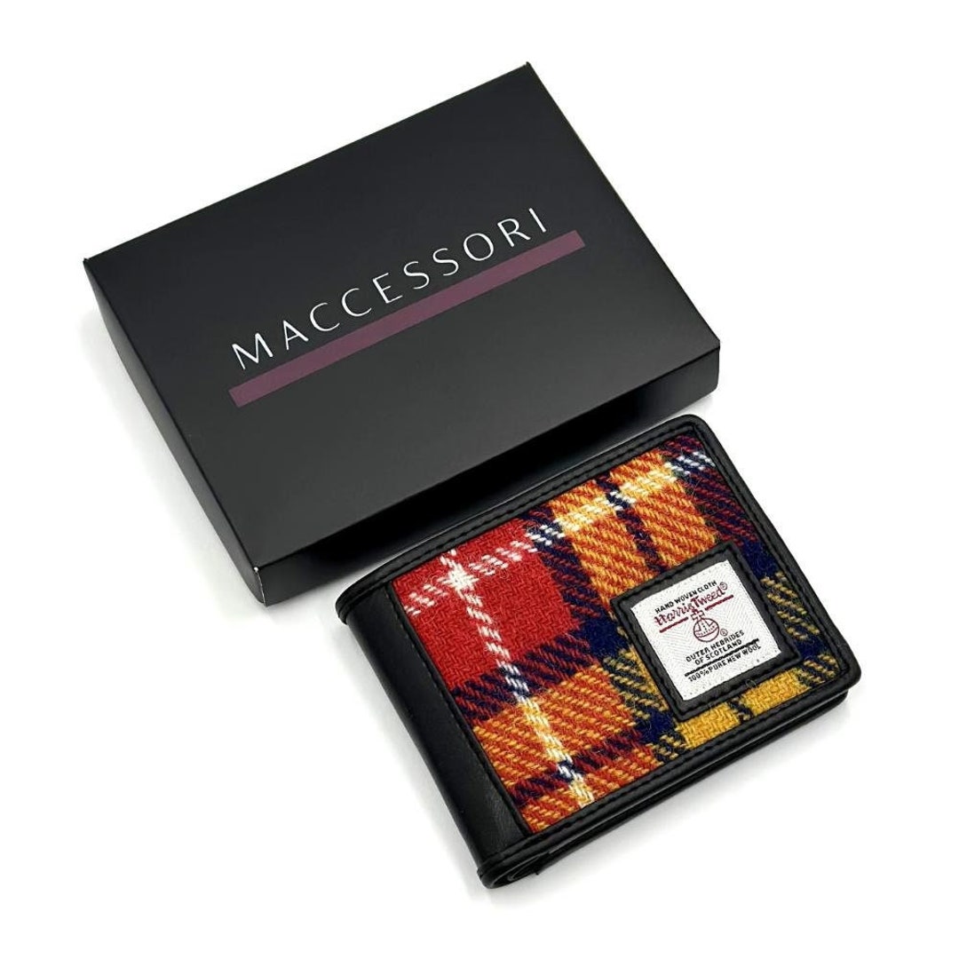 Men's Wallet in Saffron Harris Tweed. This Slim Coin Bifold Wallet