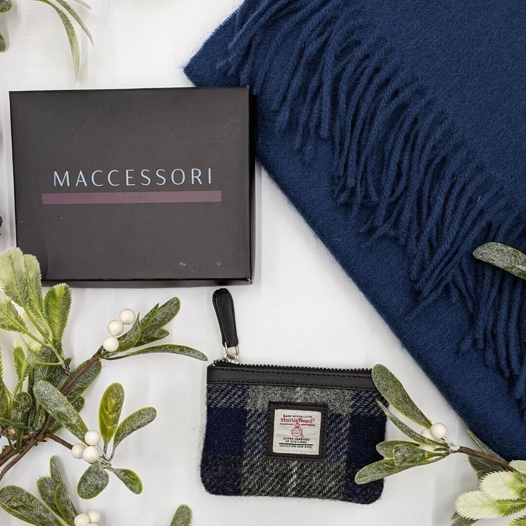 Small Purse Cloth Wallet Blue Harris Tweed Gift for Women Gift for Friend Cute Wallet Etsy Ireland