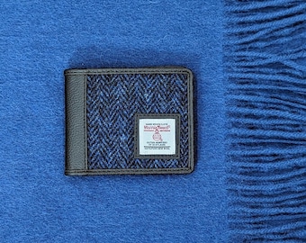 Bifold Wallet in Blue Harris Tweed / Cash Envelope Wallet - Scottish Gift