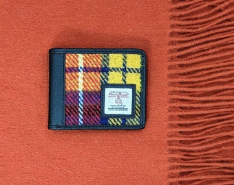 Bifold Wallet in Yellow Harris Tweed. Minimalist Wallets makes Ideal Scottish Gift