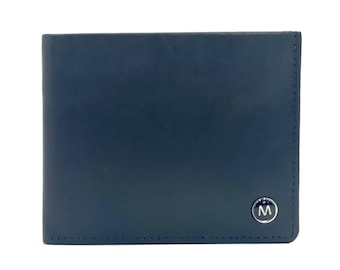 Italian Leather Slim Bifold Wallet in Black. Soft leather feel.