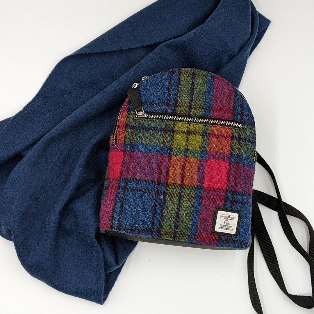 Rainbow Fabric Mini Backpack Purse Blue Pink Harris Tweed / - Etsy UK