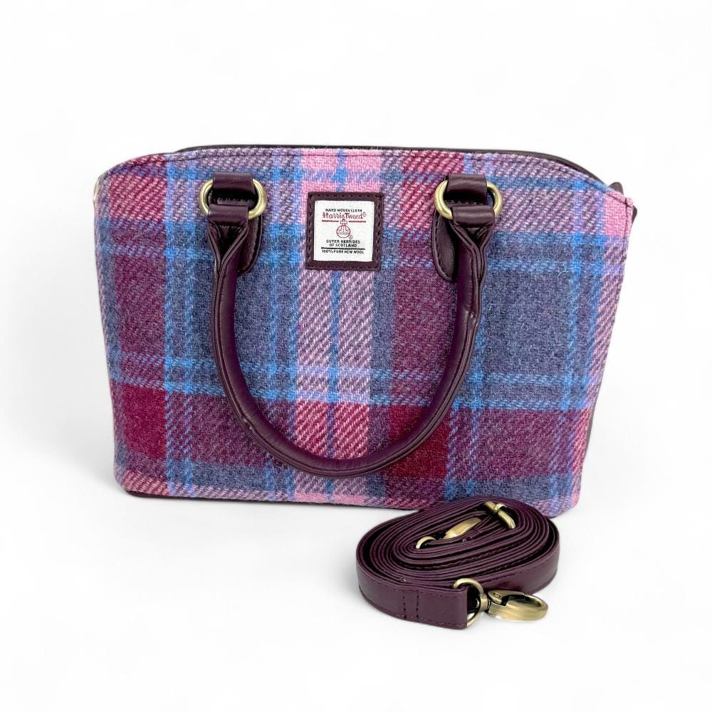 Harris Tweed Top Handle Bag - Gift for Women - Pastel Pink - Woven