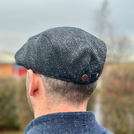 Harris Tweed Charcoal Herringbone Flat Cap (one Size Fits  display picture 1
