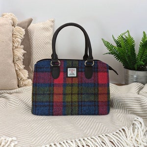 Harris Tweed Top Henkel Tasche - Geschenk für Sie - Blau / Rosa helle Farben