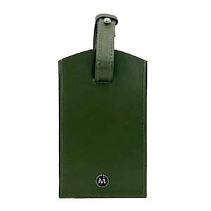 Olive Italian Leather Luggage Tag