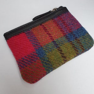 Key Fob Pouch in Blue and Pink Harris Tweed. Small Card Holder / Coin Purse cute wallet image 5