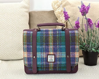 Elegant Harris Tweed Messenger Bag with Multiple Compartments - Perfect Gift Idea for Women