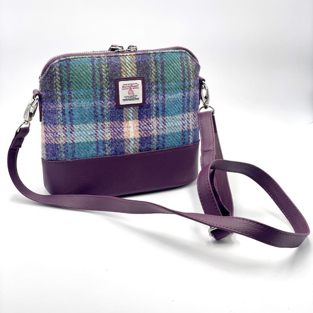 Plaid Square Shoulder Bag With Zip Pocket Crossbody Saddle Bag Twist Greens and Purples Etsy Ireland