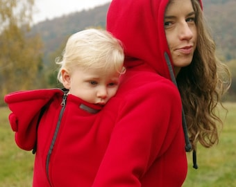 Versatile polar FLEECE babywearing maternity jacket for carrier (like tula, ergobaby) wrap sling kangaroo hoodie (front/back) FROGGY STYLE