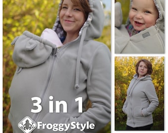 Manteau, veste de portage bébé 3en1 en coton | FROGGY STYLE babywearing | Porte-Bébé, Echarpe de portage, Maternité, pour enfant, vetement